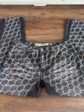 Demolition Men’s Straight Jeans in Dark Gray Rope Pattern